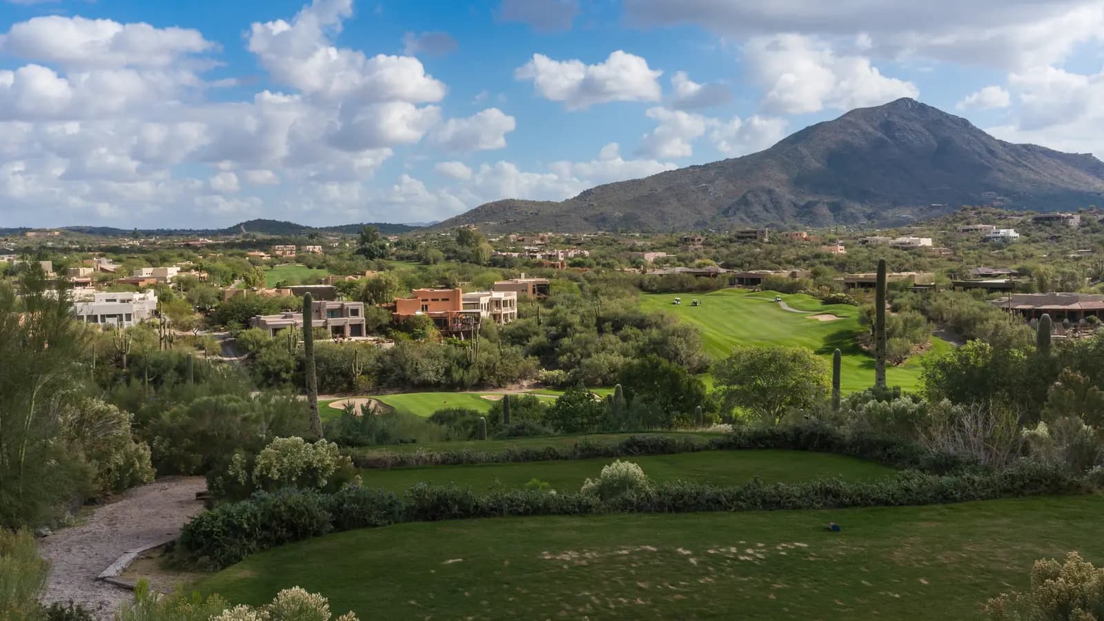Rancho Mañana golf course and desert homes below Black Mountain in Cave Creek, Arizona